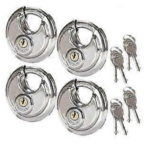 Lot de 4 cadenas de sécurité circulaires en acier inoxydable, cadenas à disque résistants à la rouille (1/4)