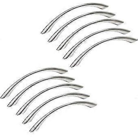 Lot de 10 poignées de porte de placard de cuisine en acier inoxydable 96 mm - Entraxe des poignées en acier inoxydable nickel brossé (1/5)