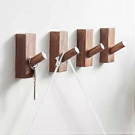 Porte-manteau mural en bois, crochet adhésif, entrée pour enfants (1/5)
