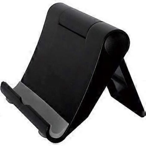 Support de téléphone de bureau portable noir, support de téléphone pliable noir, support de smartphone réglable à 360° pour iPhone et Android (1/5)