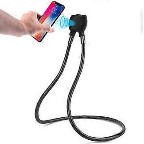 Support de téléphone universel pour tour de cou, support de cou ergonomique, support de téléphone à placer autour du cou pour poser son téléphone portable (noir) (1/5)