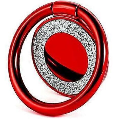 Support pour téléphone portable avec anneau rotatif à 360° et 180°, ajustable selon vos besoins (rouge) (1/3)