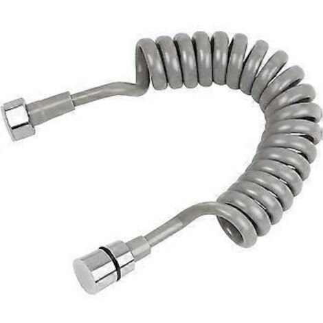 Flexible de douche télescopique - Tuyau spiralé de 2 mètres pour salle de bain, en acier inoxydable - Long tuyau pour douchette, WC, bidet, robinet (1/4)