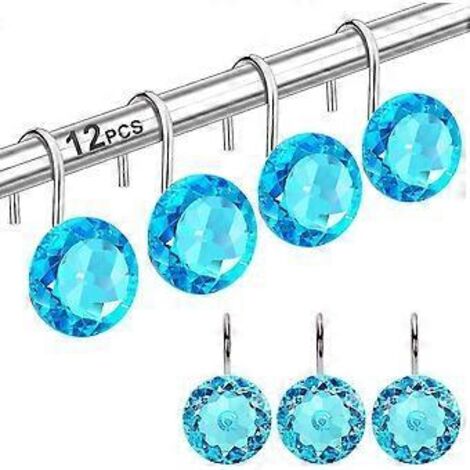 SZTXJ Lot de 12 anneaux et crochets décoratifs pour rideau de douche et doublure de salle de bain (1/5)