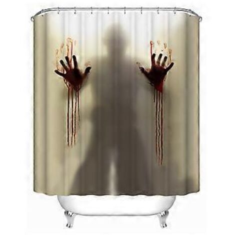 Rideau de douche, rideau de douche d'Halloween, rideau de douche de salle de bain d'Halloween avec crochets 180 cm x 180 cm, décoration d'Halloween, séparation de salle de bain imperméable (1/4)