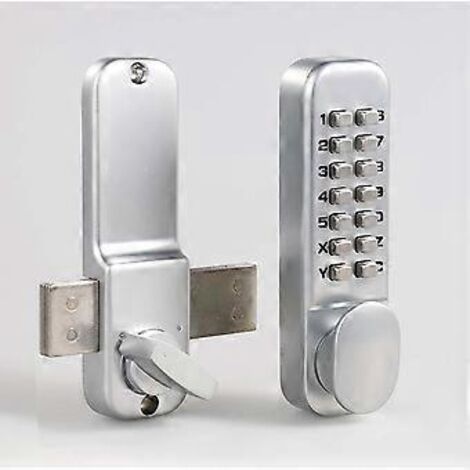 Ensemble de serrure de porte mécanique à code numérique, serrure à combinaison sans clé pour porte coulissante ou battante à code, pour la maison ou le bureau (nécessite un cadre de porte si installé) (1/5)