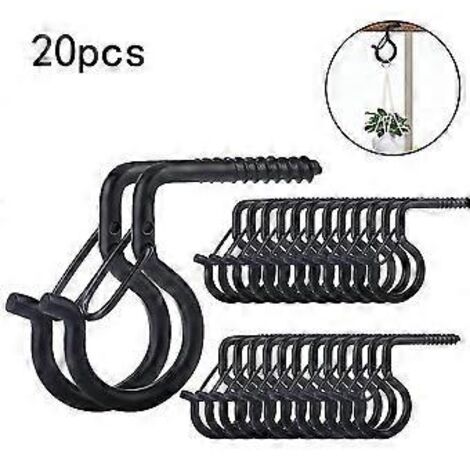 Lot de 20 crochets à visser pour extérieur, fixations au plafond, noir B (1/2)