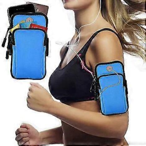 Brassard de course universel, brassard de sport avec support pour téléphone portable (bleu) (1/5)