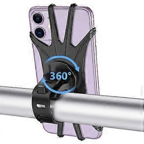 Support de téléphone pour vélo, support universel en silicone antichoc pour moto, rotation réglable à 360°, compatible avec iPhone 14, Samsung et écrans de 4 à 6,5 pouces. (1/5)