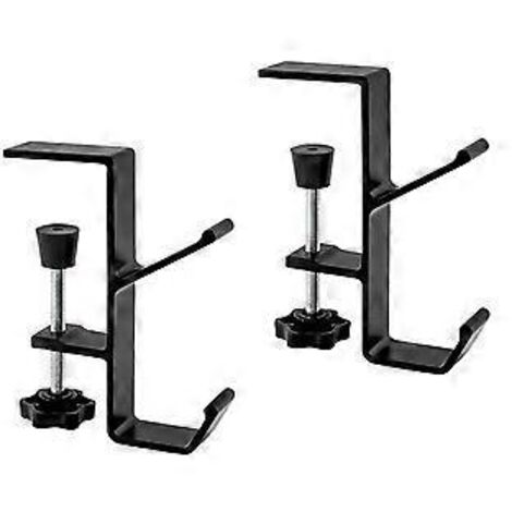 Lot de 2 supports de bureau pour sac à dos, crochet de fixation, support portable pour casque audio, pour table ou bureau (noir) (1/5)