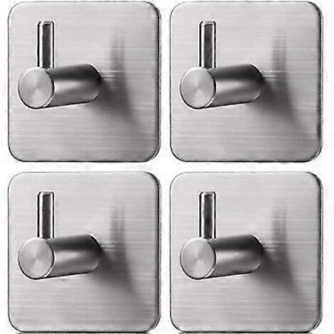 Crochets adhésifs SZTXJ, crochets muraux robustes pour serviettes, idéaux pour salle de bain, douche, cuisine, porte, placard, armoire, acier inoxydable - Lot de 4 (1/3)