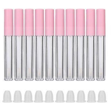 Lot de 10 tubes de gloss à lèvres rechargeables de 25 ml avec couvercle rose (1/5)