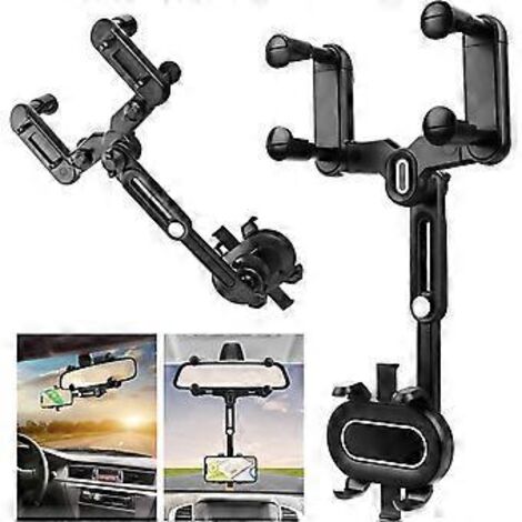 Support de téléphone de voiture, rotation à 360°, fixation par simple pression d'un bouton, pour tableau de bord et pare-brise. (1/5)