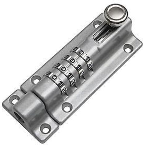 (Argent, 122 mm) Verrou à combinaison numérique, loquet coulissant à 4 chiffres en acier inoxydable pour portail de jardin en bois, verrou de porte de portail (1/3)