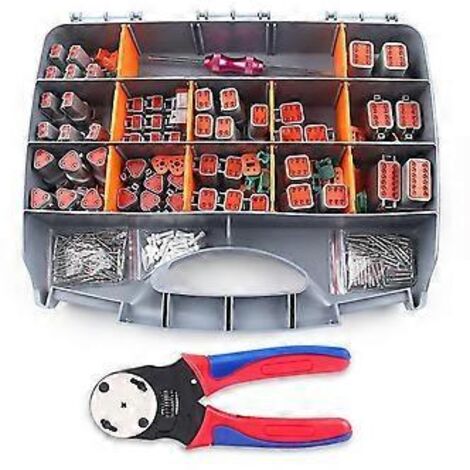 Kit de connecteurs DT Deutsch 338 pièces - Connecteurs 2, 3, 4, 6, 8 et 12 broches, outil de sertissage, outil d'extraction, pour l'électricité automobile (1/5)