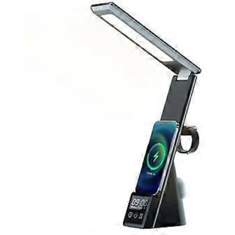 Lampe de bureau de bien-être rechargeable avec chargeur sans fil 15 W, contrôle tactile, lumière d'ambiance à spectre complet pour un confort optimal, luminosité réglable et mode nuit (1/5)
