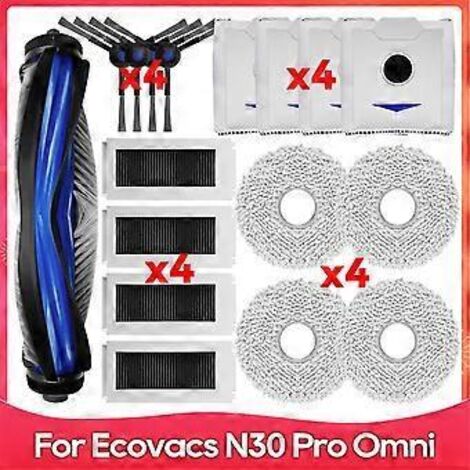 Pièces de rechange pour aspirateurs Ecovacs Debot N30 Omni / N30 Pro Omni : brosse latérale principale, filtre HEPA, chiffon de nettoyage. (1/5)