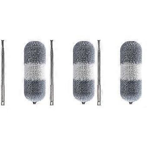 Brosse à poussière, plumeau en microfibre, outil de dépoussiérage rétractable pour les recoins, brosse de nettoyage pour meubles (gris/blanc) (1/5)