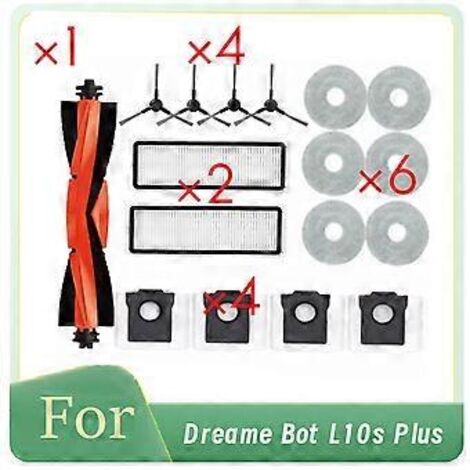 Pour aspirateur robot Dreame Bot L10s Plus : brosse principale latérale, filtre de nettoyage, sacs à poussière, accès aux pièces de rechange longue durée (1/5)