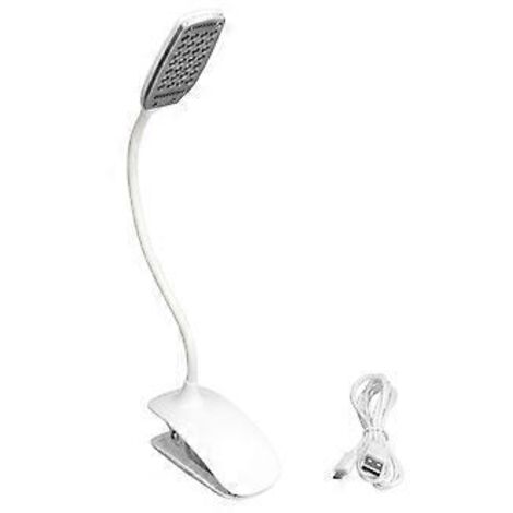 Lampe de table à pince LED pliable 28 LED avec protection des yeux, rechargeable par USB et dotée d'une batterie, idéale pour les dortoirs et les bureaux. (1/3)
