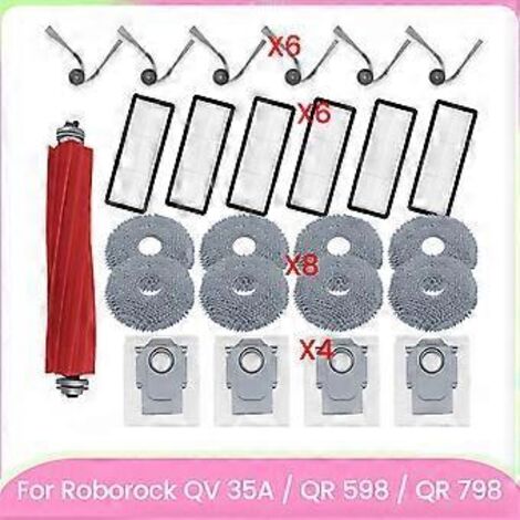 Kit d'accessoires pour aspirateur Roborock QV 35A / QR 598 / QR 798 : pièces détachées, rouleau principal, brosse latérale, filtre et serpillière. (1/5)