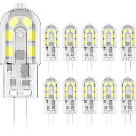 Ampoule LED G4 2 W, équivalent halogène 20 W, blanc froid 6 000 K, 200 lm, 12 LED SMD, 12 V AC/DC - Lot de 10 (1/4)