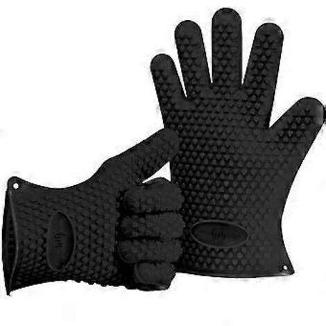 gants de cuisine en silicone, NOUVEAU : encore plus résistants à la chaleur, gants de barbecue, maniques, gants de four noirs (1/5)