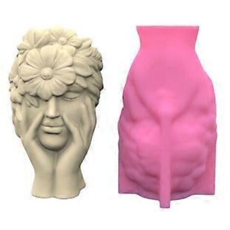 Moule en silicone en forme de fille pour pot de fleurs ou plantes, idéal pour les succulentes, les jardinières et les figurines de jardin en résine époxy. (1/5)