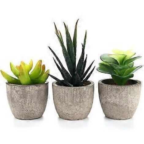 Plantes succulentes artificielles Eco-Chic, décoration intérieure : plantes artificielles attrayantes en pots de céramique, plantes succulentes décoratives nécessitant peu d’entretien pour la décorati (1/4)