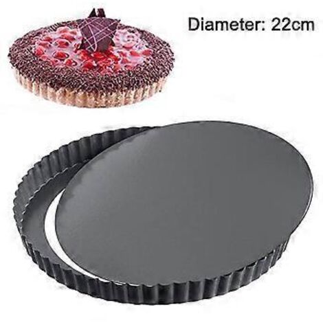 Moule à tarte à fond amovible, moule à quiche en acier au carbone épais avec revêtement en silicone pour la cuisson au four
