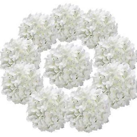 Fleurs artificielles d'hortensia de Noël avec tiges, 10 pièces (blanches) (1/5)