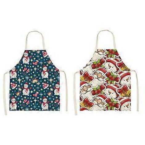 Lot de 2 tabliers de cuisine humoristiques pour Noël (47 x 38 cm) pour femmes et hommes, ajustables, parfaits comme cadeau de Noël pour les pâtissiers. (1/3)