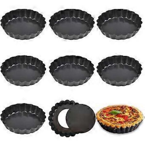 Moule à tartelettes polyvalent, moule à quiche de 10 cm de profondeur avec fond amovible pour des tartelettes parfaitement formées (1/5)