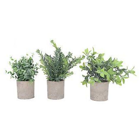 Lot de 3 plantes artificielles décoratives en pot, faux eucalyptus, pour bureau ou bureau (1/4)