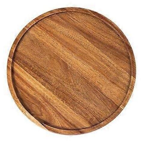 Plateau rond en bois, plateau de service en bois, plateau de service, planche à charcuterie apéritive, organisateur de plateau pour la cuisine/le plan de travail (1/4)