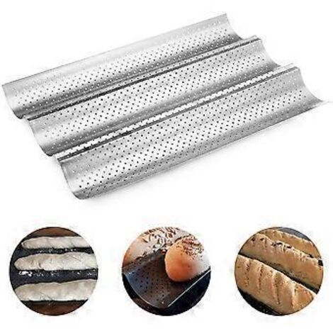 Moule à baguettes en acier au carbone, double revêtement antiadhésif, conception robuste, croustillant parfait, croûte dorée garantie, facile à nettoyer, résistant à la chaleur (1/4)