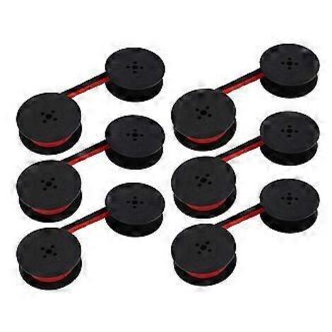 Lot de 6 rubans de rechange pour machine à écrire, bobines doubles rouges et noires, compatibles avec la plupart des machines à écrire. (1/4)