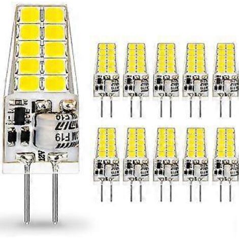 Ampoule LED G4 12 V CA/CC, blanc froid 6000 K 2 W 220 lm, équivalent à une ampoule halogène de 20 W, non dimmable, lot de 10 [Classe énergétique E] (1/4)