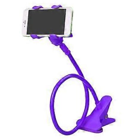 Support de téléphone portable flexible et réglable avec pince pour téléphone portable, support de fixation pour la maison, le lit ou le bureau (violet) (1/5)
