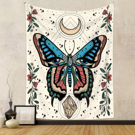 Tapisserie décorative, tissu de fond, tapisserie bohème, tapisserie papillon (1/2)