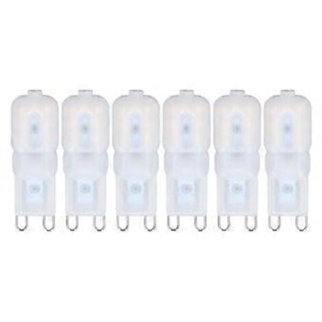 Lot de 6 ampoules LED G9. Intensité variable, 3 W, économie d'énergie. Éclairage à 360° pour plafonniers et suspensions. Blanc naturel, 220-240 V. (1/3)