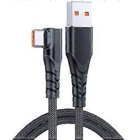 Câble USB tressé vers USB-C pour transfert de données rapide, 6 A/66 W, câble de charge durable, large compatibilité, noir. (1/5)