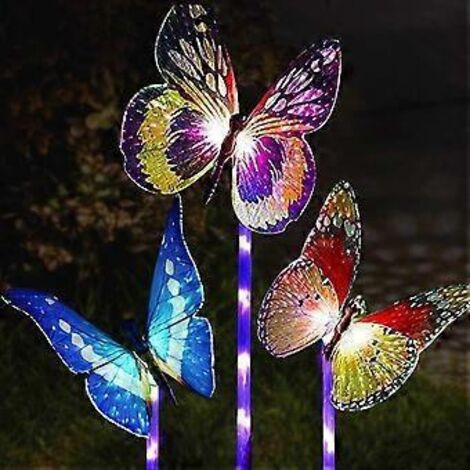 Papillons décoratifs 3D pour pelouse, papillons décoratifs en fibre optique pour statue extérieure (lot de 3) (1/5)