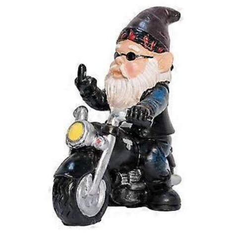 Figurine unique de gnome motard, statue en résine résistante aux intempéries au design exclusif, pour une utilisation intérieure et extérieure sur les patios, les marches et l'aménagement paysager ext (1/4)
