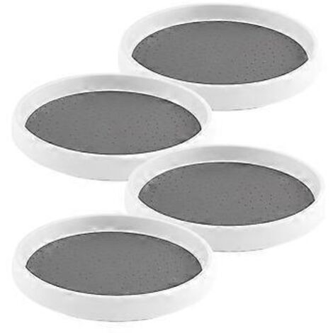 Lot de 4 plateaux tournants antidérapants de 25 cm (10 pouces) pour placards, plateau pivotant à 360° pour rangement dans la cuisine, la salle de bain et le garde-manger (1/5)