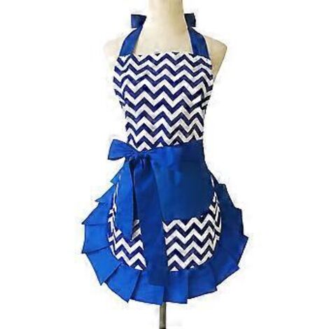 Tablier de maternité pour femme avec poches, liens extra longs, 70 x 70 cm (Bleu-1), tablier damassé vintage, parfait pour la cuisine, la pâtisserie et le jardinage. (1/3)
