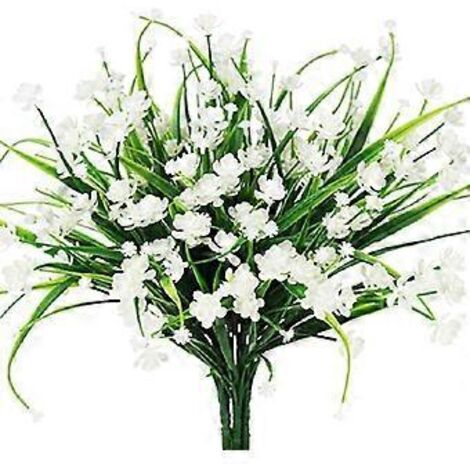 Lot de 4 bouquets de fleurs artificielles d'extérieur, résistantes aux UV et inaltérables, pour la décoration de jardin, porche ou jardinière. Plantes artificielles en plastique pour la décoration de (1/5)