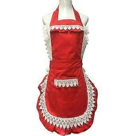 Joli tablier en dentelle ajustable avec poche, idéal pour la cuisine et les loisirs créatifs. Parfait pour offrir. (1/4)