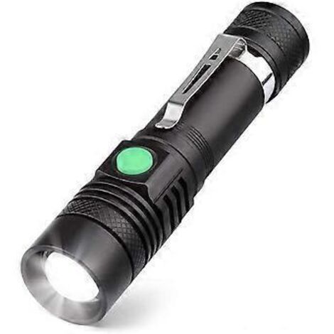 Lampe torche LED rechargeable USB, 600 lumens, étanche IP65, 4 modes d'éclairage, zoom réglable, idéale pour la maison, le camping, la randonnée et les situations d'urgence. (1/3)