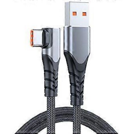 Câble USB tressé vers USB-C pour transfert de données rapide, 6 A/66 W, câble de charge durable, large compatibilité, gris. (1/5)